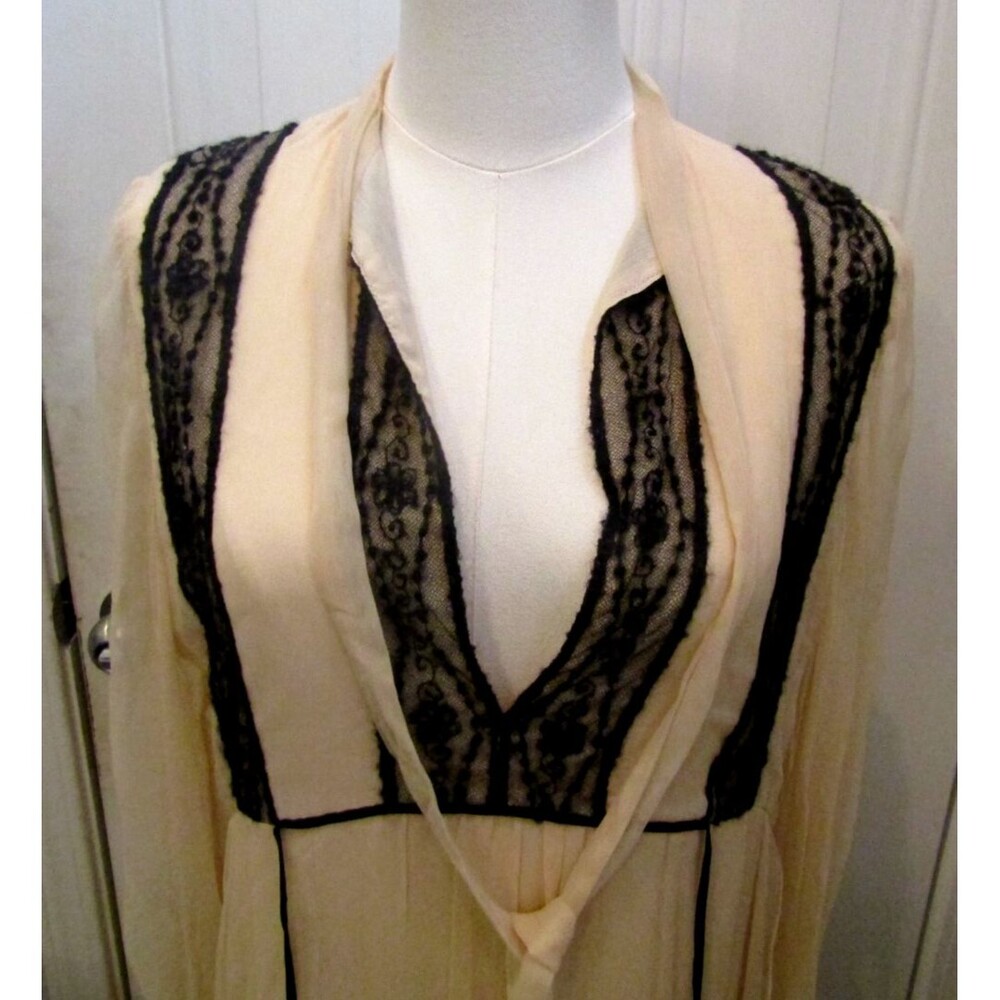 T.ba Mina Maxi Dress In Nature Layered Flowy Silk Chiffon Lace Size 38 US 8 - Picture 6 of 11